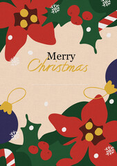 Colorful Christmas greeting card design featuring festive elements and cheerful wishes