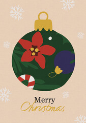 Colorful Christmas ornament with flowers and candy cane decorations during festive holiday season