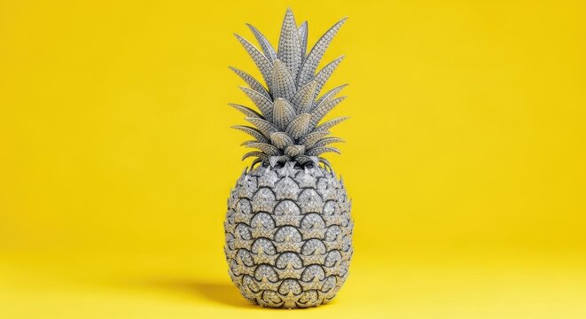 Luxury Diamond Encrusted Pineapple on a Simple Yellow Background Abstract Food Art - Powered by Adobe