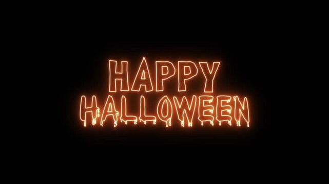 Happy Halloween neon animated, Happy halloween animation with neon text, Happy Halloween glowing text,neon sign.