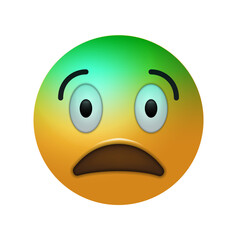 Scared Emoji Face with Green and Yellow Gradient graphic