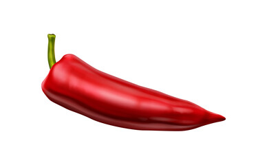 Single Red Chili Pepper on White Background red pepper