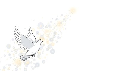 Obraz premium Elegant white dove in flight with dreamy bokeh circles, perfect for weddings, peace initiatives, or serene spiritual designs with light accents
