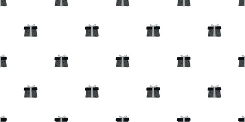 Seamless vector pattern with black Christmas bells on white background. Elegant monochrome holiday design for wrapping, packaging, or textile decor