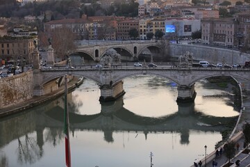 Sunset Skyline of Rome with Historic Domes