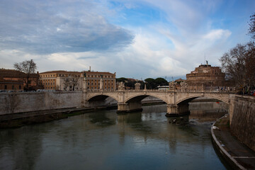 Sunset Skyline of Rome with Historic Domes