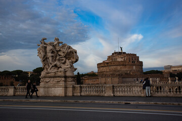 Sunset Skyline of Rome with Historic Domes