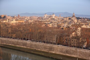 Sunset Skyline of Rome with Historic Domes