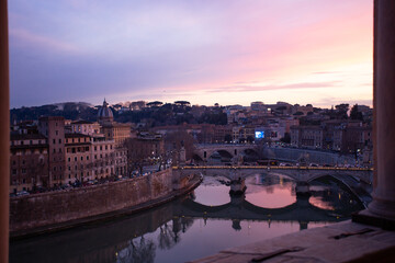 Twilight View of the Tiber River from Castel Sant’Angelo