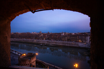 Twilight View of the Tiber River from Castel Sant’Angelo