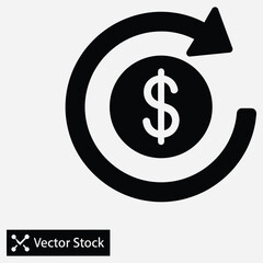 Obraz premium Circular Arrows Around Dollar Coin Icon Representing Financial Return or Exchange
