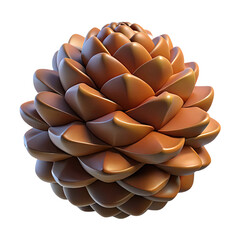 3d illustration of a detailed 3d render of a pine cone, showcasing its intricate layered scales, isolated on a transparent background