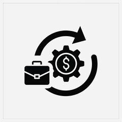 Business Financial Workflow Cycle Icon Vector Illustration Depicting Continuous Money Generation and Process Management