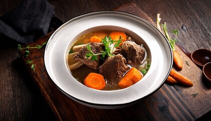 hot oxtail soup served with carrots