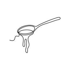 Vector isolated one single spoon with food colorless black and white contour line easy drawing