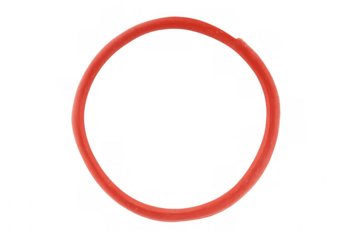 Red rubber band forming a perfect circle, elastic office supply for binding and organizing documents, transparent background