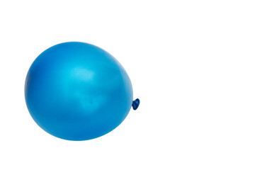 Blue inflatable balloon floating against a stark white backdrop, symbolizing celebration and joy
