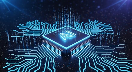 A businessman, wearing a light blue rolled-sleeve dress shirt, interacts with an advanced holographic interface that projects complex data graphs and 3D artificial intelligence control panels.