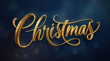 Elegant golden christmas script text overlay with subtle bokeh lights on dark textured background