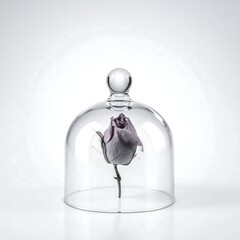 Rose in glass cloche