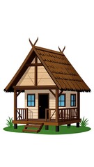Simple illustration of a thatched-roof hut