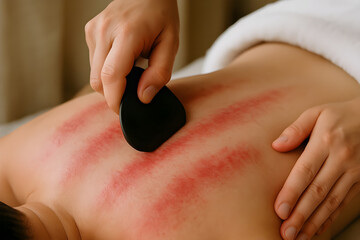 Experience ultimate relaxation with a professional gua sha treatment for muscle tension release and improved well-being in a luxurious spa setting