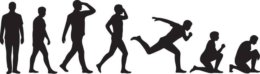 Man stages of life cycle silhouette