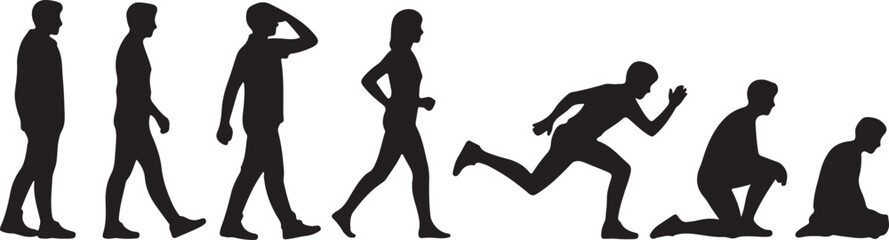 Fototapeta premium Progression of Human Movement Silhouette Collection