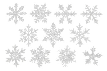 Fototapeta premium set of christmas snowflakes isolated on white or transparent png