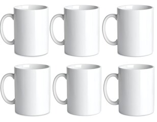 Six plain white mugs