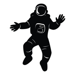 astronaut silhouette design. flying spaceman symbol.