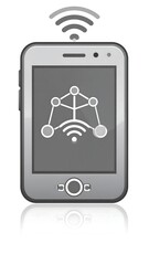 Smartphone with network graphic
