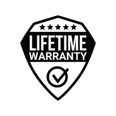 lifetime warranty label with shield design.