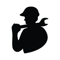 professional mechanic silhouette design. profession icon symbol.