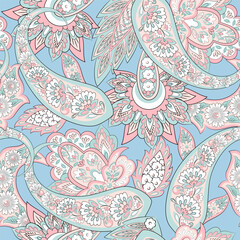 Paisley Seamless Vector Pattern. Indian floral motifs for fabric designs