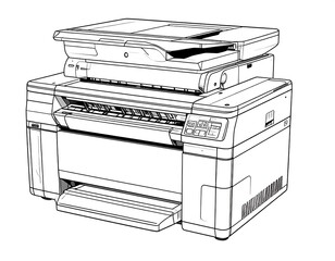 Technical drawing of a multi-function printer