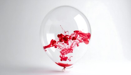 Red liquid inside a clear balloon