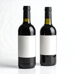 Two red wine bottles with blank labels