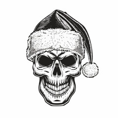 Santa Skull: Vintage Vector Illustration