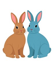 Two cute rabbits facing each other