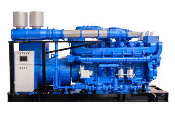 Gas piston mobile  diesel motor electric generator isolated on white background,  industry power energy engine concept