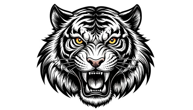 Tiger head graphic, intense expression
