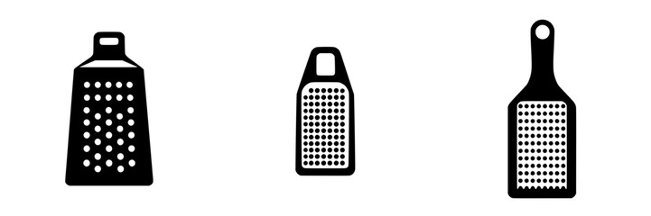 Different types of cheese graters arranged in a row showcasing varying designs and sizes for kitchen use