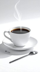 White coffee cup with steam