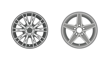 Obraz premium Two automotive wheels depicted in a simple black and white style