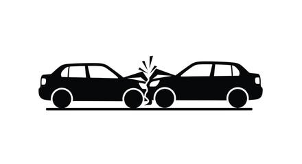 Two cars colliding head on in a dramatic black and white illustration