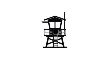 A simple black and white illustration of a lifeguard tower structure