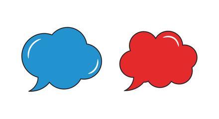 Two colorful speech bubbles one blue and one red isolated on white
