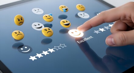 Customer Satisfaction Survey Positive Feedback and Excellent Rating on Digital Device