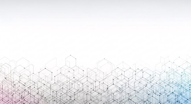 Abstract Geometric Network Pattern with Connected Dots and Lines on White Background